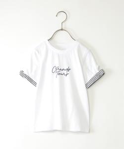 Футболка с полосатым логотипом и рукавами (120–160 см) Ikka, цвет Off White