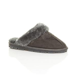 Тапочки на плоском каблуке AJVANI, серый