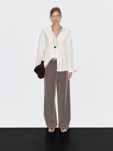 Рубашка из струящейся технической ткани Massimo Dutti, бежевый