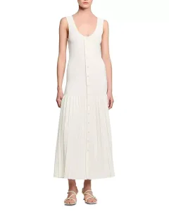 Вязаное макси-платье без рукавов Sandro, белый