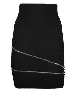 Трикотажная мини юбка в рубчик на молнии Andrea Adamo, черный