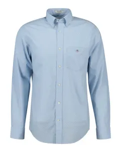 Рубашка с длинным рукавом из хлопка с микроузорами, большие размеры Gant, синий