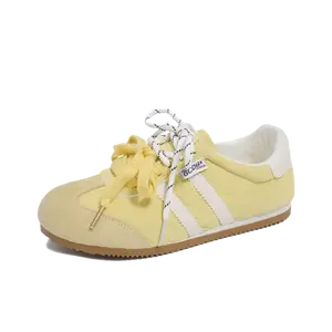 JimiXiong Женские низкие скейтерские кеды желтые, цвет Yellow