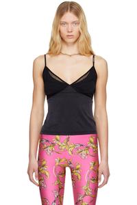 Черная майка с логотипом и фурнитурой Versace Jeans Couture