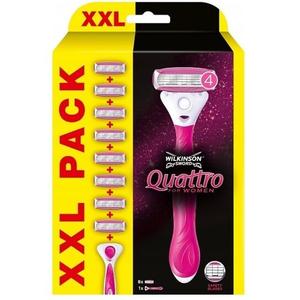 Бритва для женщин со сменными картриджами + 8 картриджей Wilkinson, Quattro For Women