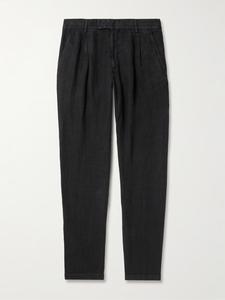 Брюки Steve Tapered со складками из органического хлопка и льна MR P., черный