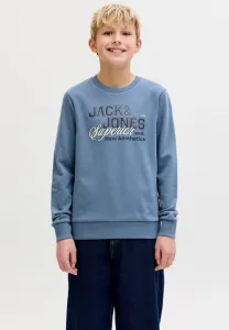 Толстовка jjelogo с круглым вырезом, двухцветная, весна-лето 2026 Jack & Jones Junior, Blue Mirage