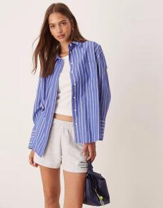 Рубашка из поплина в сине-белую полоску Gina Tricot