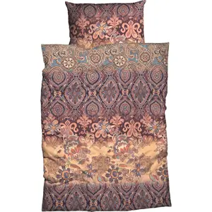 Постельное белье CASATEX «Сюзане», гармоничный цветочный дизайн, бежевый/синий