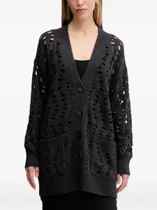 Кардиган с потертостями и карманами Sisley, серый