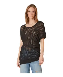 Футболка с короткими рукавами из смесовой льняной ткани Manila Grace, черный