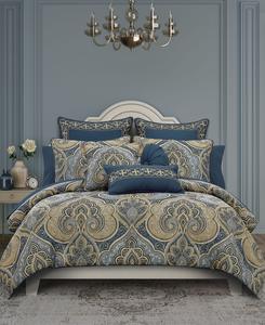 Комплект постельного белья Messina Damask из 3 предметов, размер King/California King Royal Court, Navy