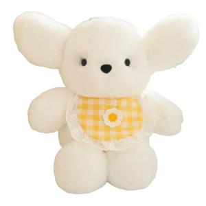 Плюшевая кукла милый щенок в слюнявчике 30см/40см высота MLING, белый/желтый