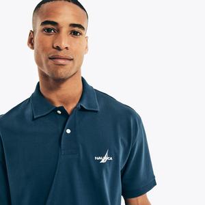Мужская футболка-поло классического кроя Nautica в рубчик с сеткой, цвет Voyage Blue