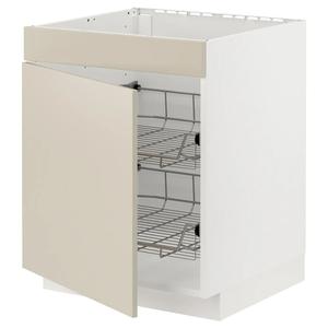 Нижний шкаф варочная панель/ящик/2 провода bskts METOD IKEA, 60x60x70 см, цвет white/havstorp beige