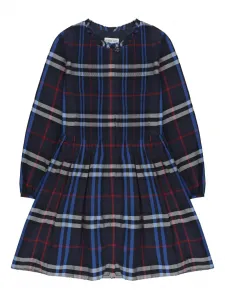 Клетчатое платье со складками Burberry Kids, синий