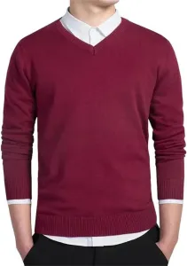 Мужской вязаный свитер с V-образным вырезом