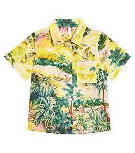 Легкая хлопковая рубашка Zimmermann Kids, желтый