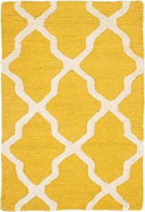 Ковер SAFAVIEH, 61 x 92 см, Cambridge Collection, Gold & Ivory, ручной работы, шерстяной с узором trellis, идеален для помещений с высокой проходимостью: прихожая, гостиная, спальня (CAM121Q)