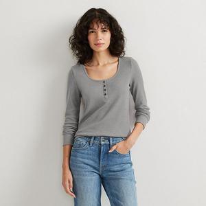 Женская термофутболка с длинным рукавом henley Eddie Bauer, Heather Gray