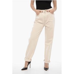 Джинсы с высокой талией и видимыми швами 20 см Re/Done, Beige