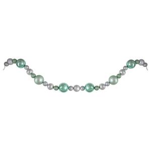 Рождественская гирлянда из небьющегося шара Northlight Silver и цвета морской пены с 3 отделками, зеленый