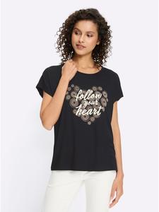 Рубашка с короткими рукавами с принтом черного и бежевого цветов Heine