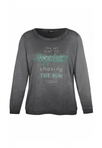 Топ с длинными рукавами и надписью super langer pluger mit verziertem Via Appia Due, Grau