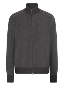 Кардиган на молнии с высоким воротником Zegna, серый