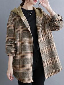 Женская клетчатая рубашка-куртка с капюшоном, комбинезон Doux Belle, цвет Brown