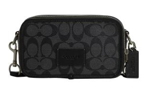 COACH Подписная кожаная сумка через плечо Wyatt с покрытым холстом