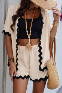 Цветной комплект блузки с пуговицами TRUEDAMES, бежевый