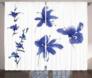 Штора ABAKUHAUS "Рустикальный цветок", "Восточное искусство", универсальная ленточная штора для гостиной с петлями и крючками, 280 x 175 см, темно-фиолетовый Abakuhaus