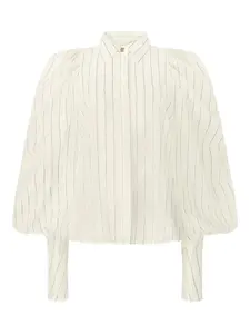 Блузка в тонкую полоску с объемными рукавами Genny, белый