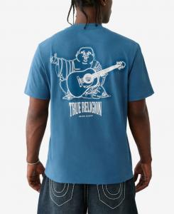 Мужская винтажная футболка с коротким рукавом и объемным рисунком Будды True Religion, Midnight