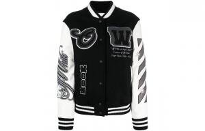 OFF-WHITE Куртка-бомбер OFF WHITE Meteor Moon с длинными рукавами, Black White