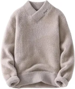 Мужской зимний свитер V-образным вырезом в корейском стиле