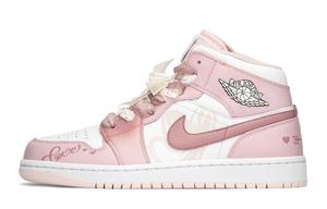 Jordan Баскетбольные кроссовки Air 1 Vintage, женские, средний верх, белые/бежевые/розовые