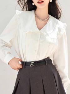 Блузка с воротником-рюшами, женская блузка Doux Belle, цвет White
