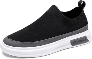 Мужские модные кроссовки Дышащие повседневные беговые кроссовки Модные спортивные прогулочные кроссовки Удобная амортизация Универсальная спортивная обувь Для ежедневных тренировок Qacksv, черный