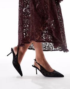 Гламурные туфли-лодочки с открытой пяткой из сетки в черный горошек