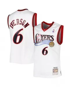 Мужская белая баскетбольная майка Philadelphia 76ers Hardwood Classics 2002 Swingman с именем Allen Iverson Mitchell & Ness
