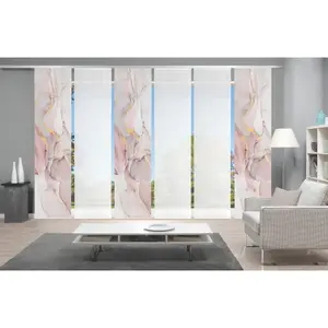 Раздвижные шторы Vision S «MARMOSA SET OF 6», (6 шт.), имитация бамбука, цифровая печать, золотой/розовый