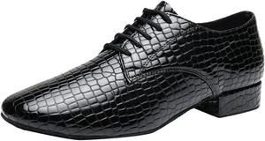 Мужские классические кожаные туфли TDA с шнуровкой для танго, бального, сальсы и латинских танцев, свадебные, черный