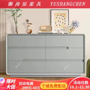 Yu Shangchen Комод 120х40х66 см для гостиной и спальни из массива дерева, итальянский стиль, 6 ящиков, без сборки, серый