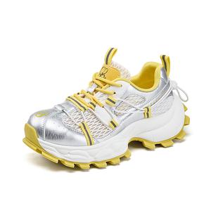 Нескользящие, износостойкие, дышащие, легкие низкие кроссовки на массивной подошве, женские желтые La Chapelle, Yellow
