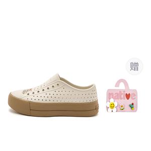 Сандалии I Am Not A Fat Tiger x  Jefferson Hi Clogs Women's Native Shoes, Tofu White | Takeshi Goda Shoe Head Print | Brown[Gift Included Shoe Charm]