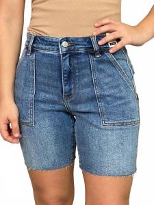 Бермуды с задними карманами-клапанами в синем цвете Judy Blue