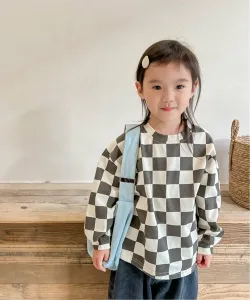 Топ в клетку с блочным принтом, сшитый по фигуре Aimoha Kids, цвет Gray