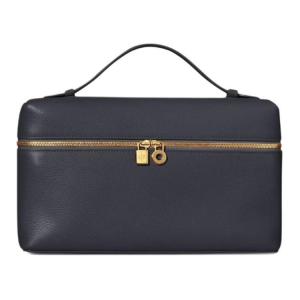 Маленькая квадратная женская сумочка ExtraPocket из телячьей кожи с дополнительным карманом для макияжа, морской синий Loro Piana